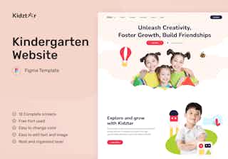 Kidztar - Kindergarten Profile Website Figma Template