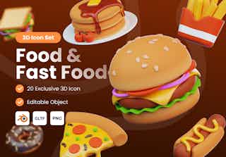 Food & Fast Food 3D Icon Set