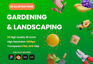 Gardening & Landscaping 3D Illustrations