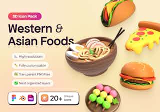 Western & Asian Foods 3D Icon Pack