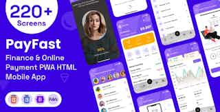Finance & Online Payment Mobile App PWA HTML Template | PayFast E-Wallet